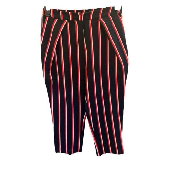 Ark & Co Red and Black Stylish Striped Women's Pleated Pants NWT Womens Sz Small - Picture 1 of 11